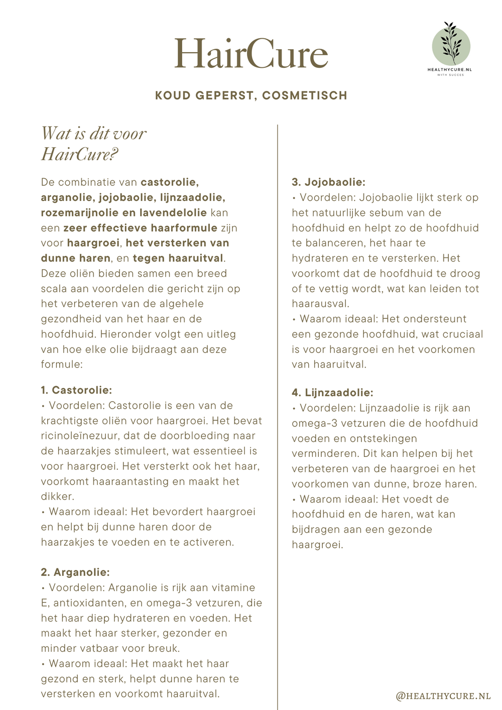 HairCure 50ml Nieuw!
