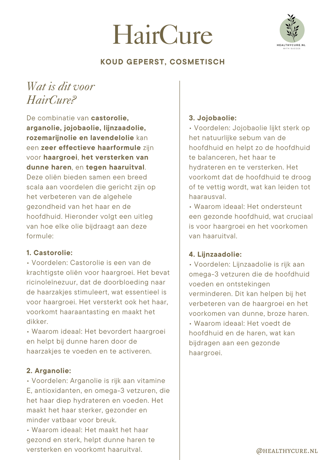 HairCure 50ml Nieuw!