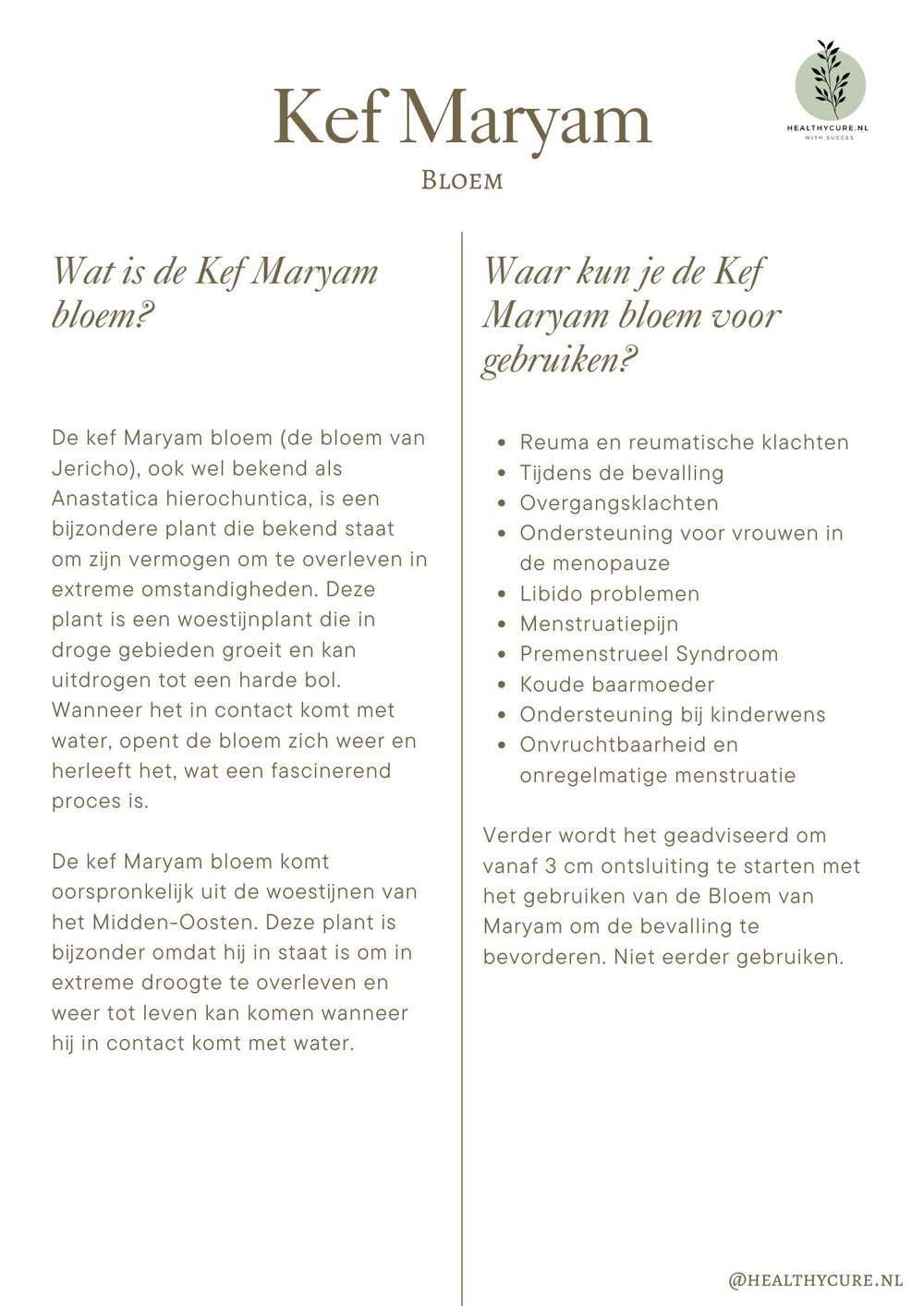 Kef Maryam 50gram (Tussen de 5 a 10 bloempjes)