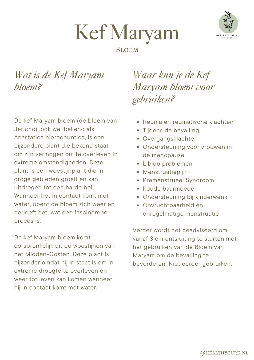 Kef Maryam 50gram (Tussen de 5 a 10 bloempjes)