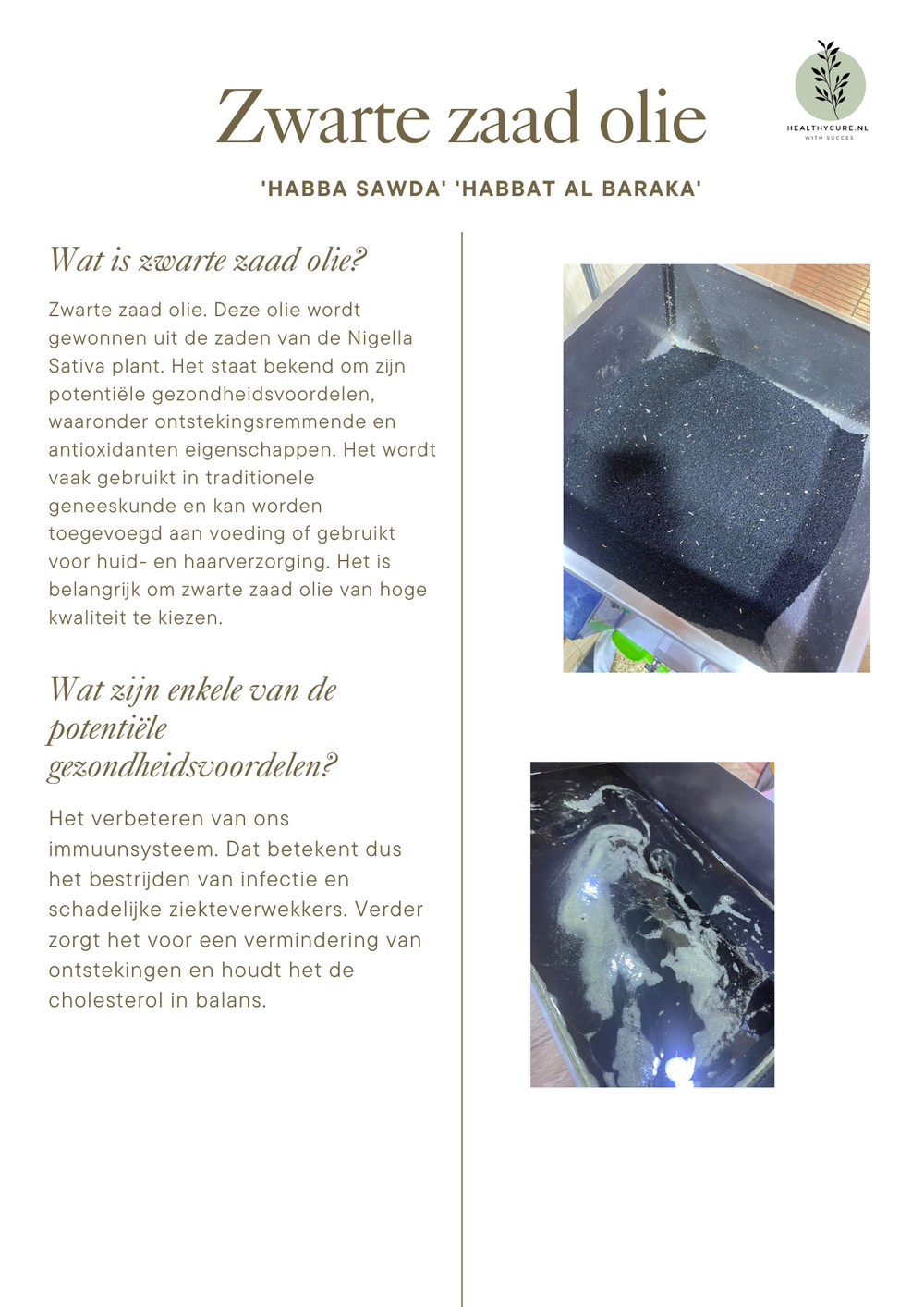 Bedankjes zwarte zaadolie 3ml €2,- per stuk. (25 stuks)