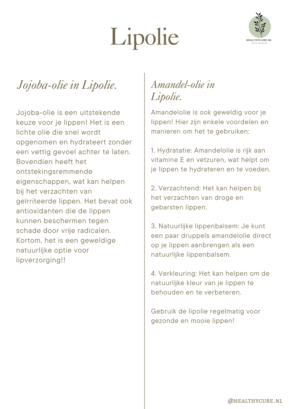 Bedankjes lipolie 3ml €2,- per stuk. (25 stuks)