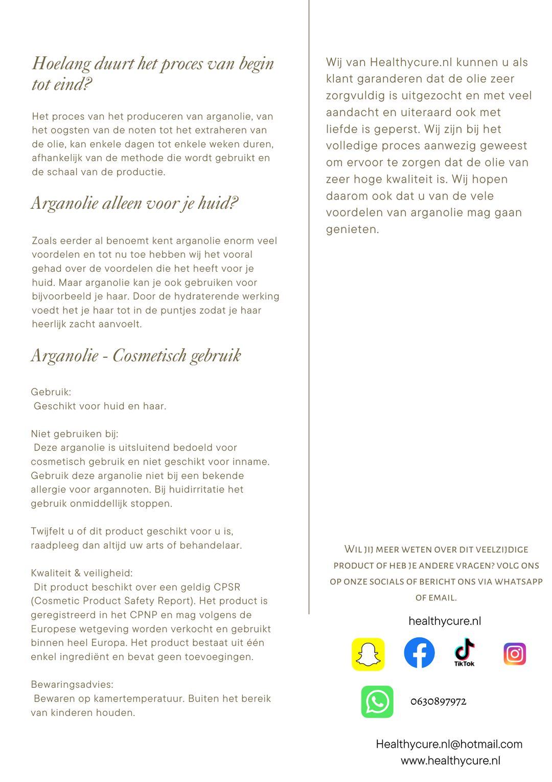 Arganolie Cosmetisch 50ml