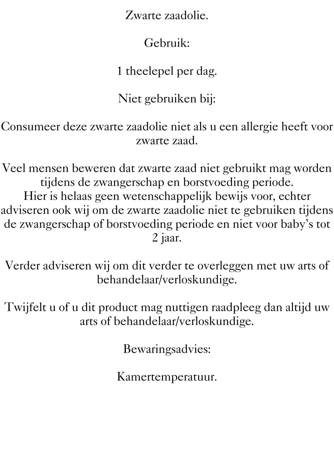Bedankjes zwarte zaadolie 3ml €2,- per stuk. (25 stuks)