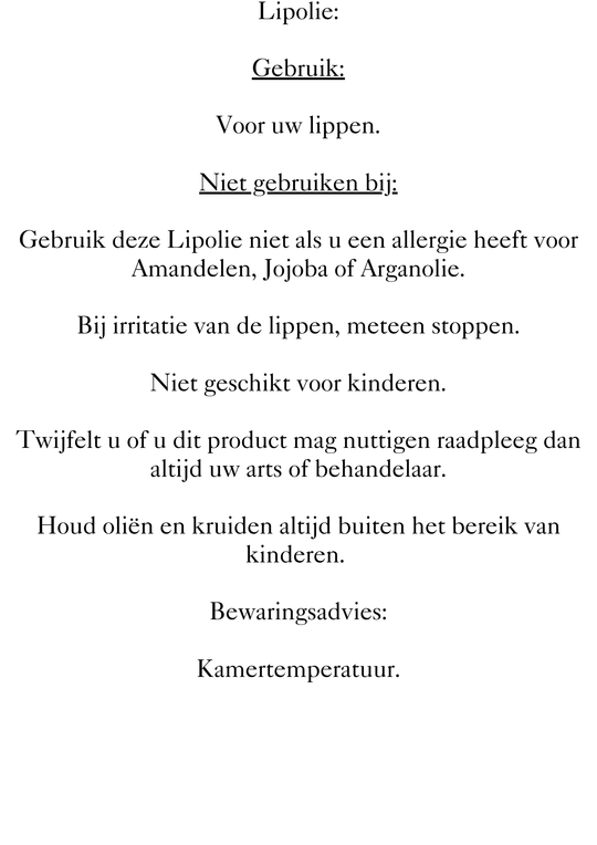 Bedankjes lipolie 3ml €2,- per stuk. (25 stuks)