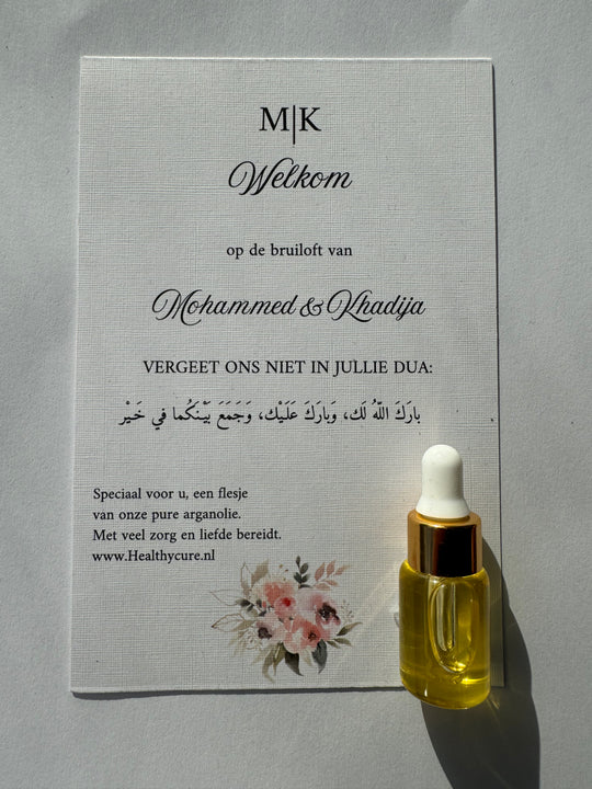 Bedankjes arganolie 3ml €2,- per stuk. (25 stuks)