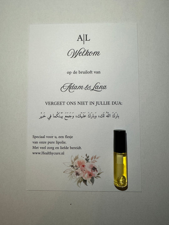 Bedankjes lipolie 3ml €2,- per stuk. (25 stuks)